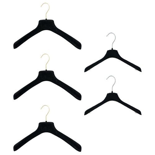 Вешалки Valexa флокированные бархатом набор (для верхней одежды РМХ-45 3 ШТ + для детской одежды СМ-30 2 ШТ) черные
