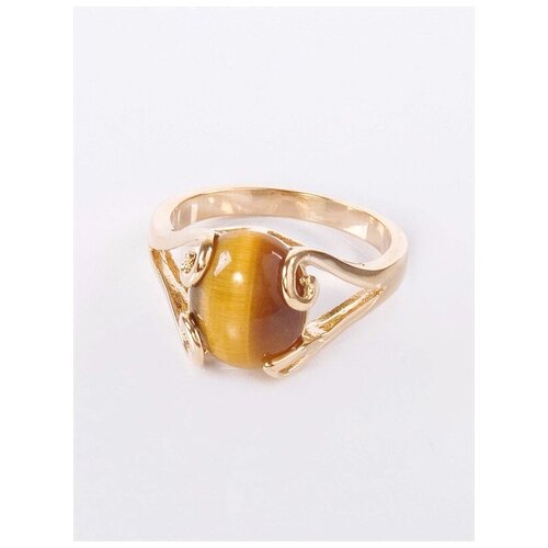 Кольцо помолвочное Lotus Jewelry, тигровый глаз, размер 18, коричневый кольцо hrustalek тигровый глаз размер 18 коричневый
