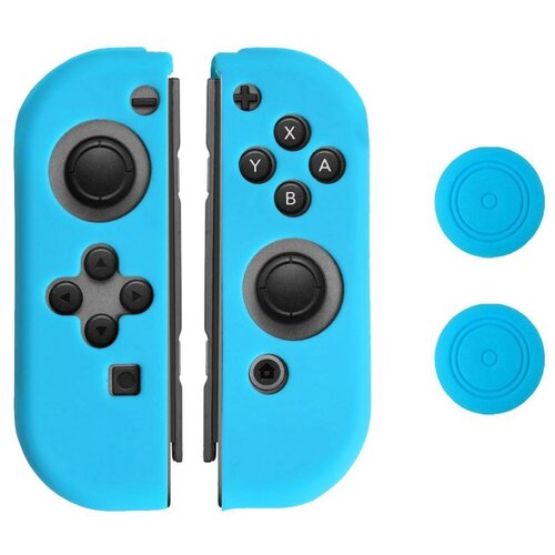 Силиконовый чехол для Joy-Con + накладки на стики для контроллеров Joy-Con Grip Protection Kit Бирюзовый GameWill (IX-SW011) (Switch)