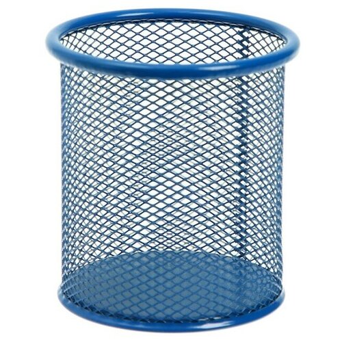 Стакан для пишущих принадлежностей круглый сетка металл синий