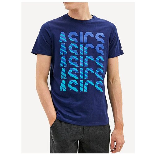 Футболка ASICS, размер S, синий футболка мужская basic tee parajumpers