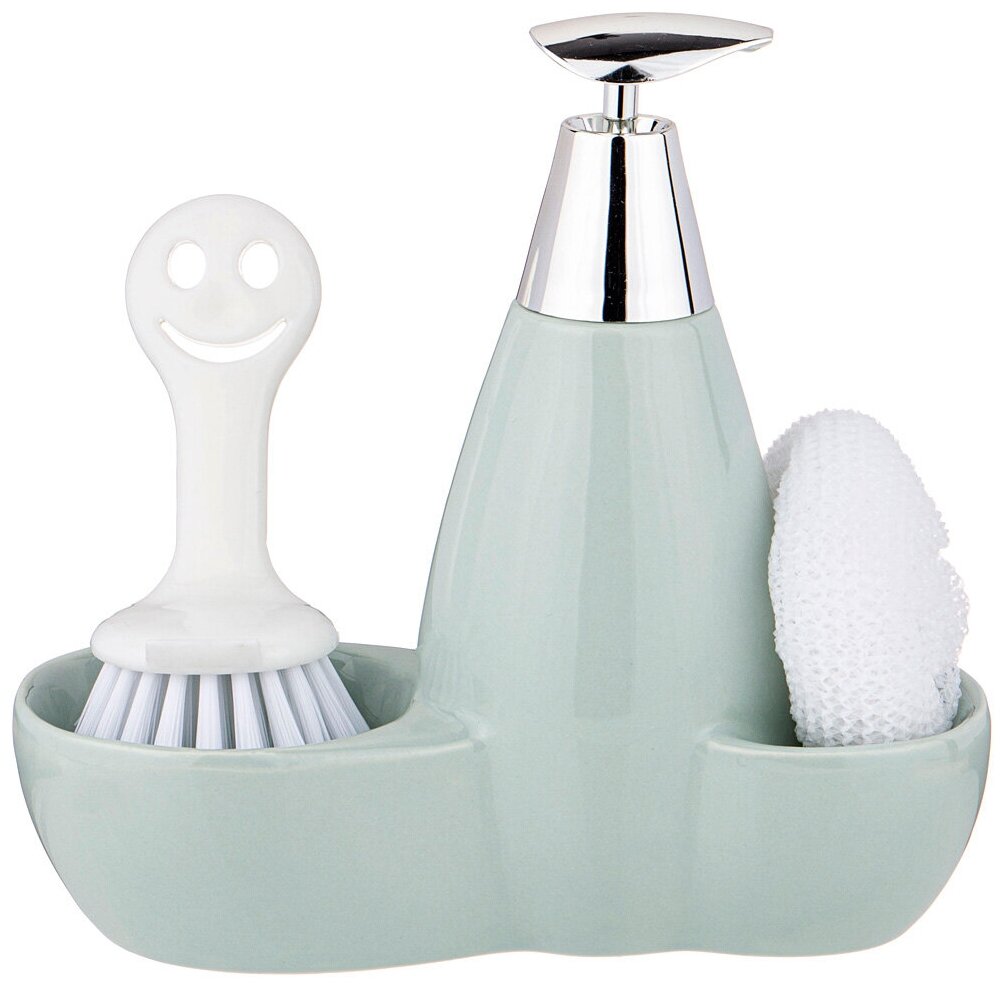 фото Дозатор для моющего средства Lefard, 500 мл + губка и щетка, 20*9*18 см (755-219)