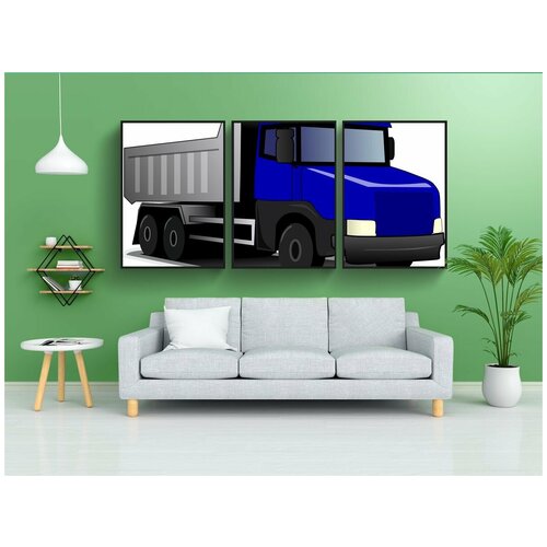 фото Набор модулных постеров для интерьера "грузовая машина, грузовик, транспорт" 60x90 см. в тубусе, без рамки lotsprints