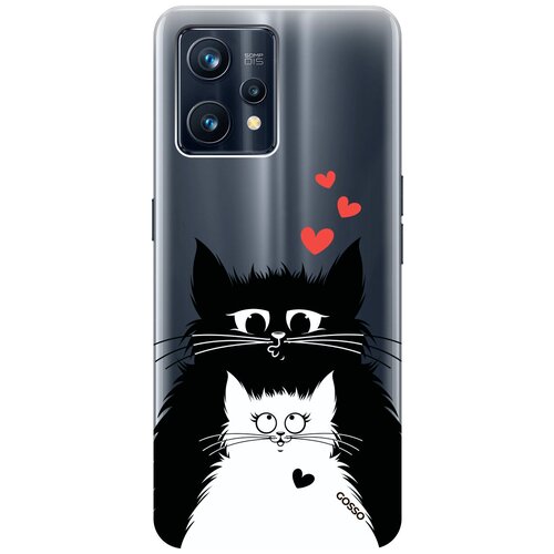 Силиконовый чехол на Realme 9 Pro+, Рилми 9 Про+ с 3D принтом Cats in Love прозрачный чехол книжка на realme 9 pro рилми 9 про с 3d принтом cats w синий