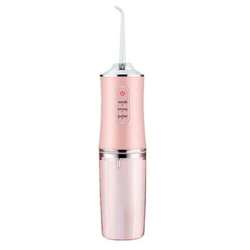 Ирригатор, ирригатор для зубов, ирригатор для полости рта, 3 режима, зарядка USB, 4 насадки в комплекте, розовый