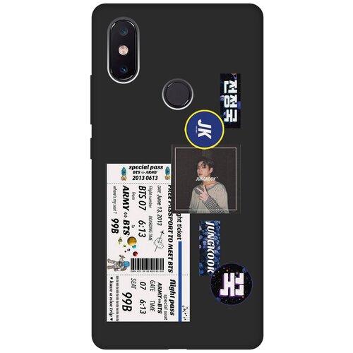 Матовый чехол BTS Stickers для Xiaomi Mi 8 SE / Сяоми Ми 8 СЕ с 3D эффектом черный матовый soft touch силиконовый чехол на xiaomi mi 8 se сяоми ми 8 се с 3d принтом stormtrooper stickers черный