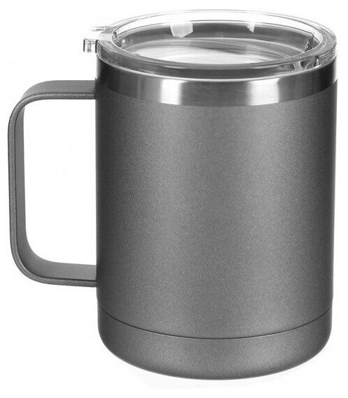 Термокружка PERFEO для напитков с прозрачной крышкой, ручкой, объем 0,35 л., серый (PF_C3731) - фотография № 3