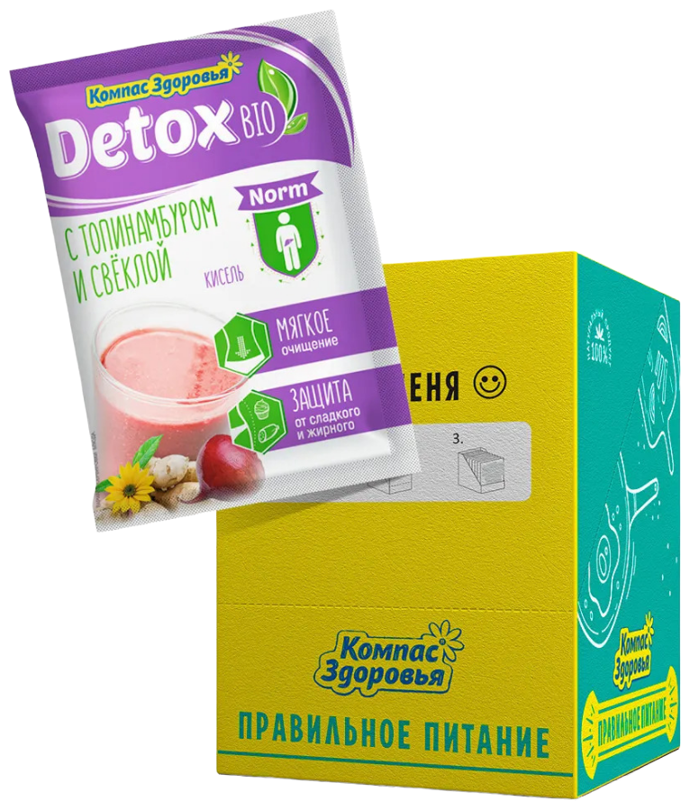 Кисель овсяно-льняной "Detox Bio Norm" на фруктозе 25 гр Компас здоровья (10 шт. в наборе)