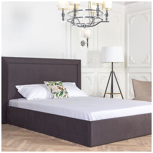 Кровать двуспальная с подъемным механизмом и ящиком для белья 160х200 мокрый асфальт Мелисса