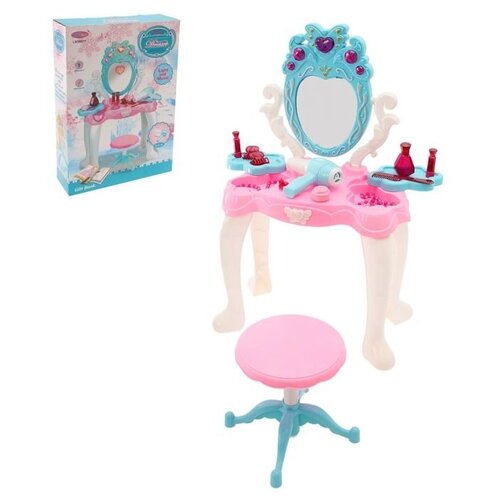 Туалетный столик Сима-ленд У зеркала 2379100, розовый/белый игровой модуль миникухня свет звук с тележкой аксессуарами