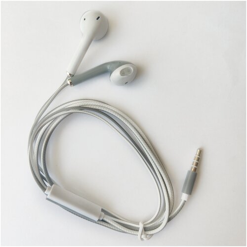 Наушники с микрофоном для телефонов и смартфонов iphoneandroid бело-серые 29900₽