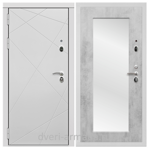 Дверь входная Армада Тесла / ФЛЗ-Пастораль, Бетон светлый МДФ панель 16 мм с зеркалом