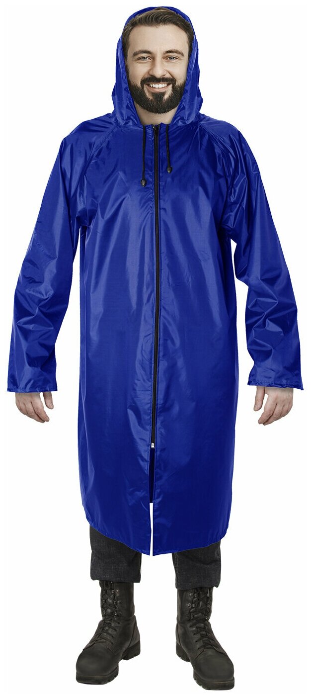 фото Плащ-дождевик синий на молнии многоразовый с ПВХ-покрытием, размер 60-62 (XXXL), рост 170-176, грандмастер, 610868