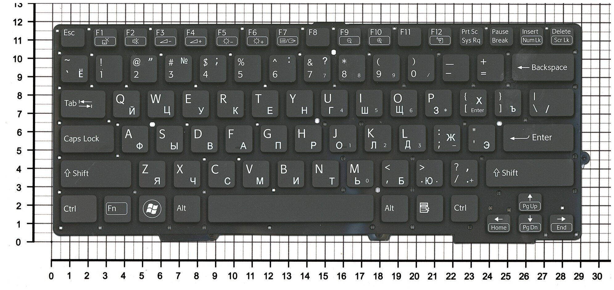 Клавиатура для ноутбука Sony Vaio SVS1311L9ES черная без рамки