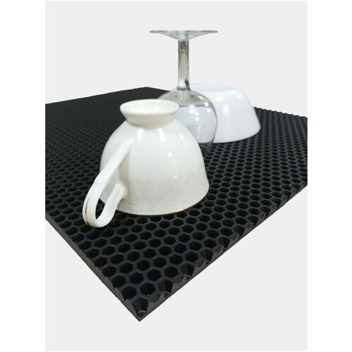 Коврик ЕВА для сушки посуды на кухню, под миску с кормом, под лоток, под цветочный горшок, цвет: Черный, 50 см * 30см