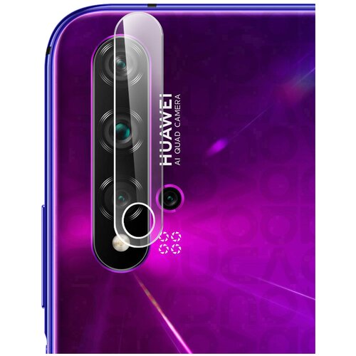 Защитное стекло на Huawei Nova 5T / Хуавей Нова 5Т (Гибридное - пленка + стекловолокно) на Камеру Комплект 2 шт. прозрачное тонкое Brozo Hybrid Glass