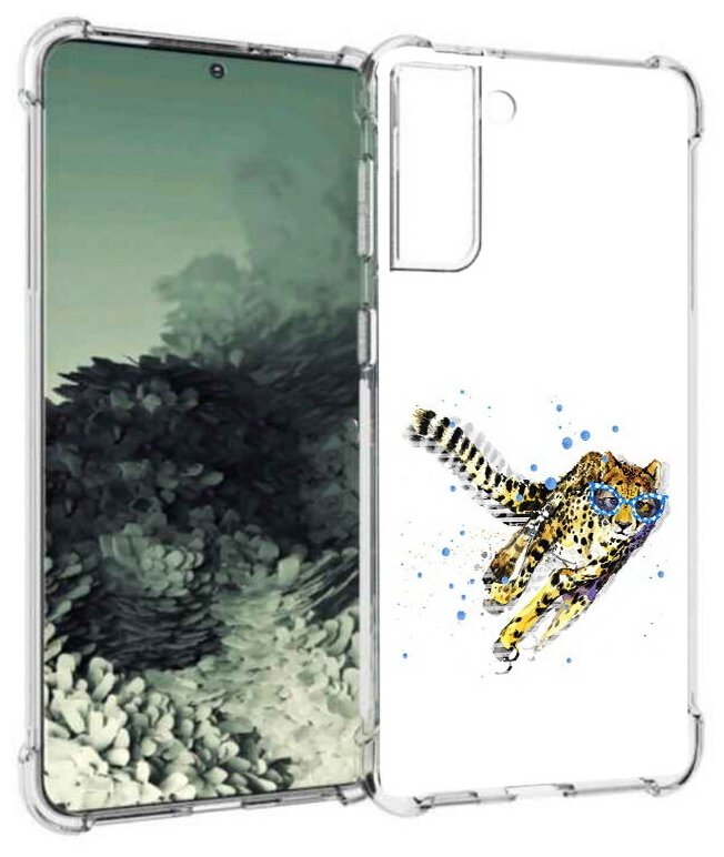 Чехол задняя-панель-накладка-бампер MyPads гепард в очках для Samsung Galaxy S21+ plus (SM-G996) противоударный