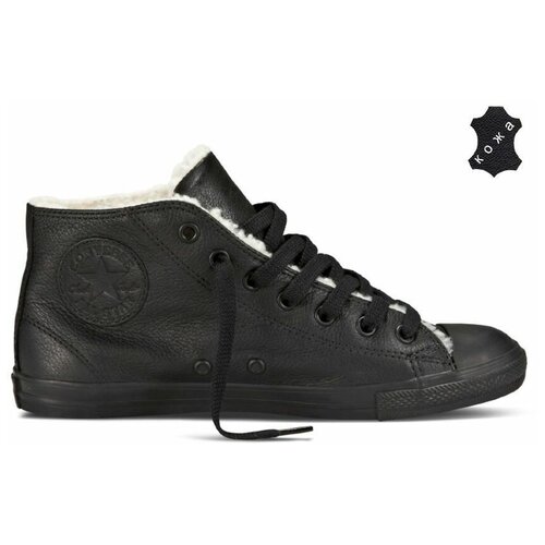 фото Зимние кожаные кеды converse (конверс) chuck taylor all star dainty 544936 черные (36)