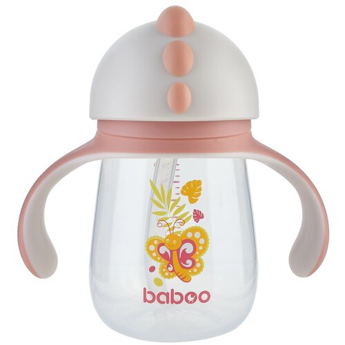 Поильник с трубочкой baboo Butterfly, 260 мл розовый поильники baboo кружка с трубочкой safari 260 мл