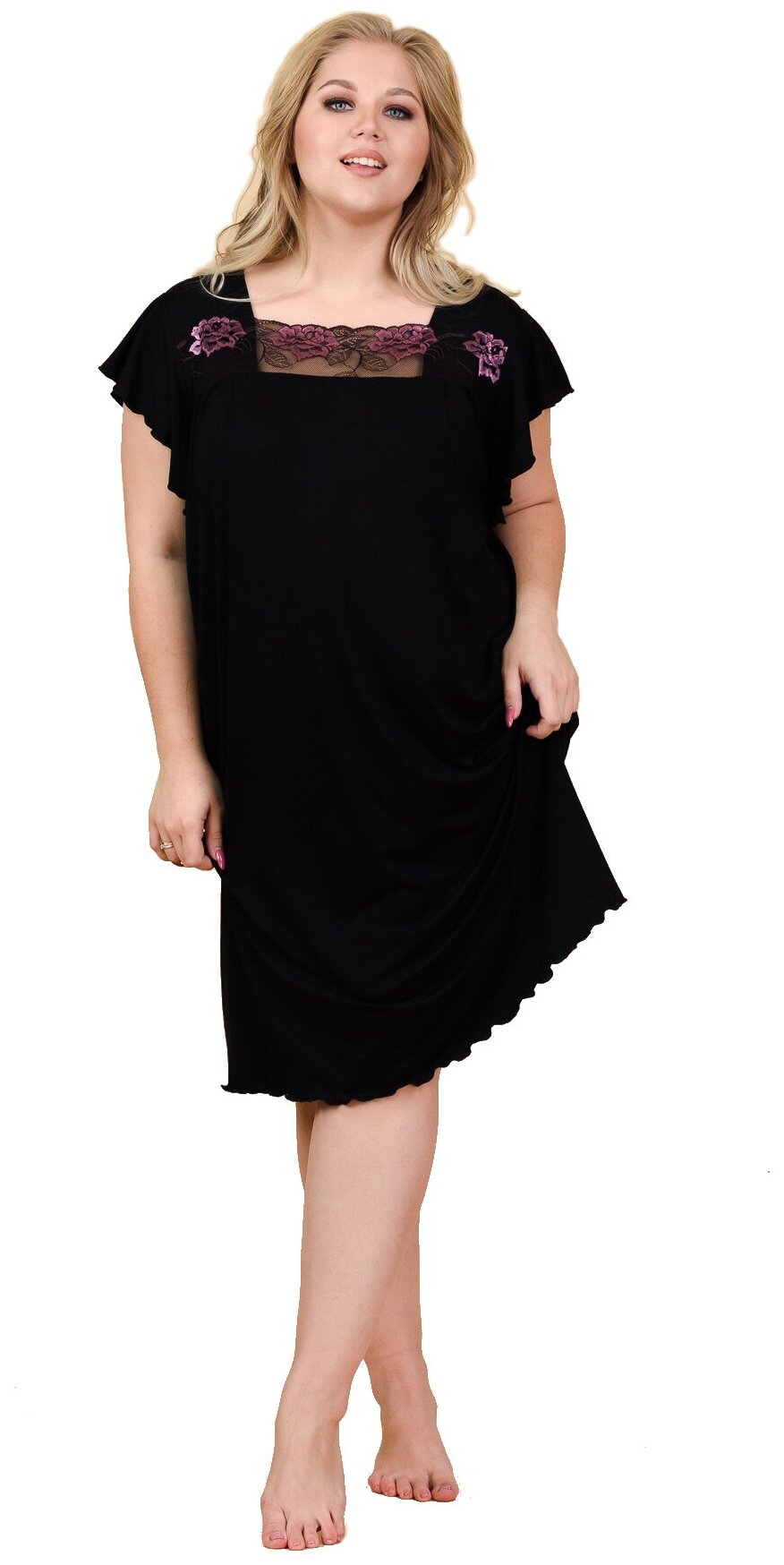 Сорочка НиРо средней длины, без рукава, размер 66, черный - фотография № 1