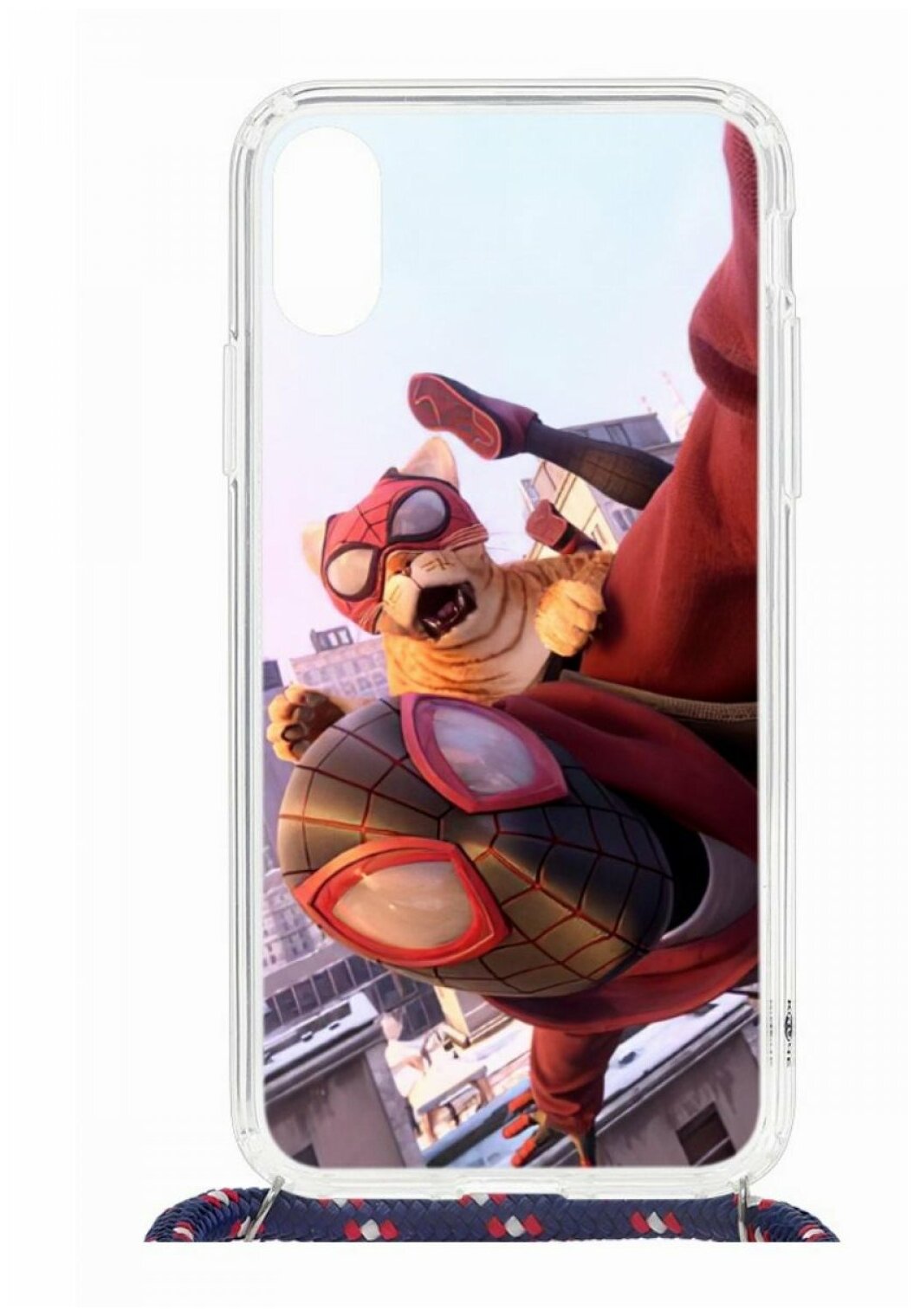 Чехол для Apple iPhone X/XS Kruche Print MagSafe Magrope Человек паук,пластиковая накладка со шнурком и рисунком,противоударный силиконовый бампер