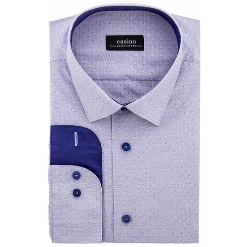 фото Рубашка мужская длинный рукав casino c223/156/16140/z/1, полуприталенный силуэт / regular fit, цвет голубой, рост 174-184, размер ворота 39