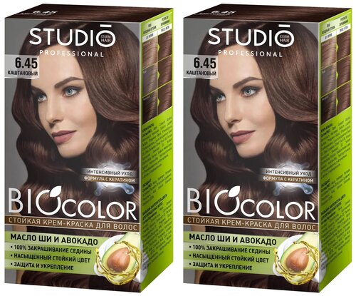 Essem Hair Studio Professional BioColor стойкая крем-краска для волос 2 шт, 6.45 каштановый