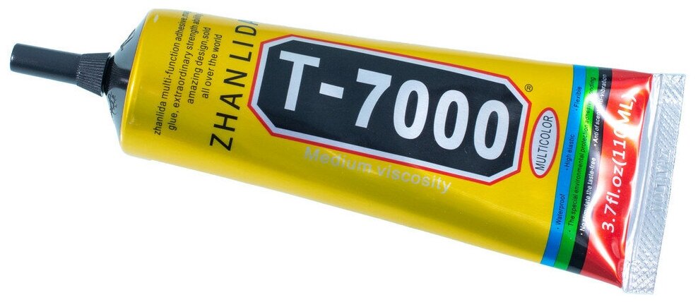 Клей герметик T-7000 / T7000 (110 ml) черный эластичный, для проклейки тачскринов и приклеивания страз