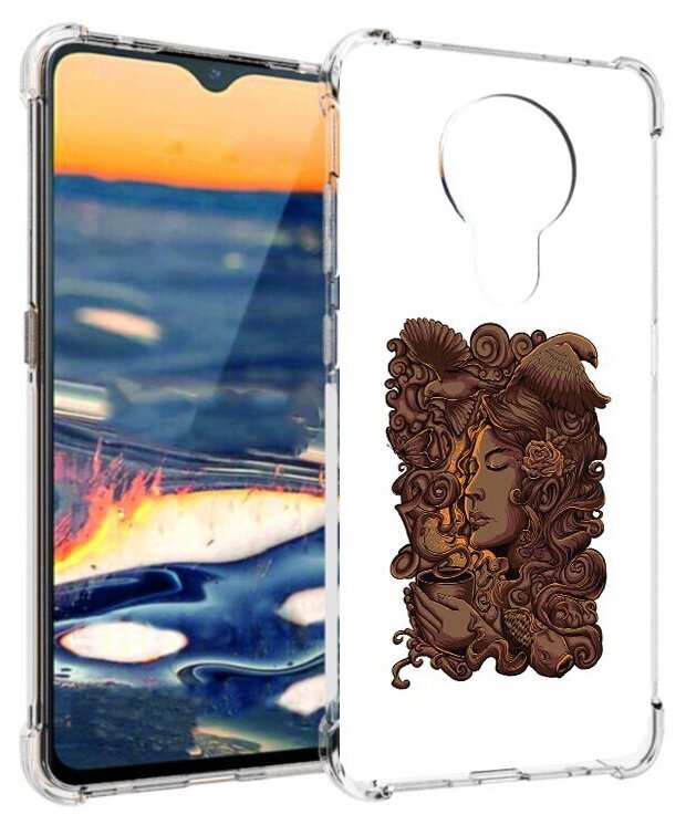 Чехол задняя-панель-накладка-бампер MyPads девушка с длинными волосами абстракция для Nokia 5.3 противоударный