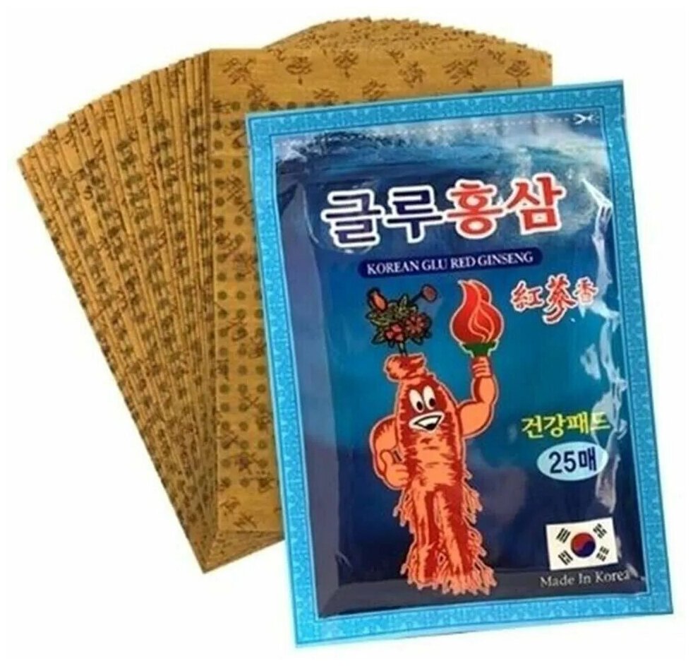 Лечебные пластыри на основе экстракта красного женьшеня Korea Glu Red Ginseng , 50 шт