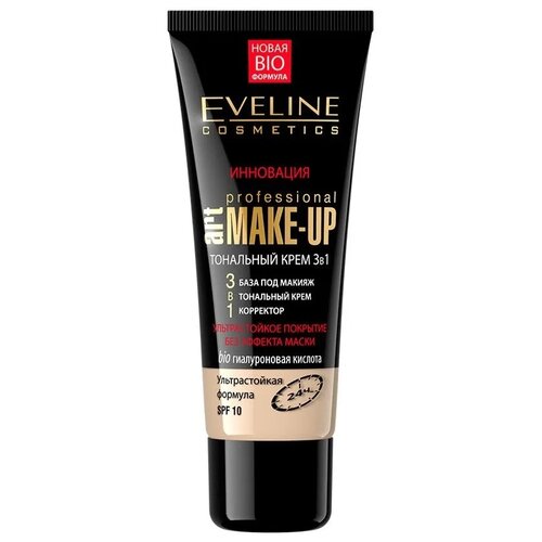 Eveline Cosmetics тональный крем Art Professional Make Up, SPF 10, 30 мл/30 г, оттенок: пастельный, 1 шт. тональные средства eveline крем тональный для лица art professional make up