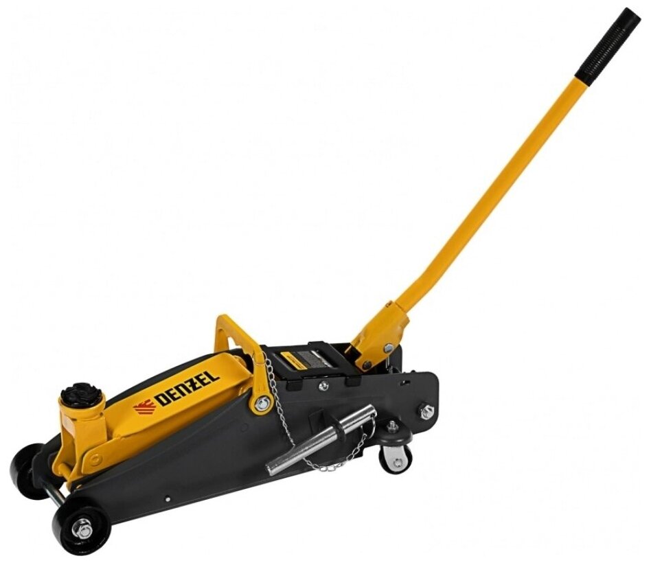 Гидравлический подкатной домкрат Denzel с фиксатором, 2,8 т, 135-385 мм, в кейсе 51156
