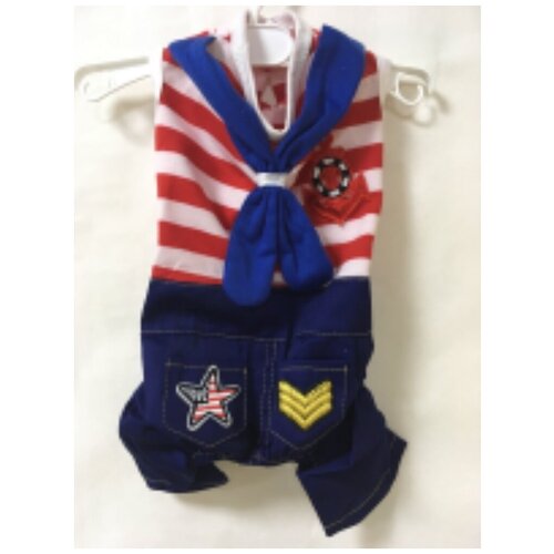 фото Комбинезон р- р s спинка 24-26см красная полоска, синий шарф/вк-504/китай 1 шт koiko