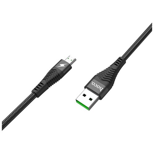 Кабель HOCO U53, быстрая зарядка -4А, 1м, черный hoco кабель hoco u70 usb micro usb 2 4a 1 2 м плоский нейлон красный