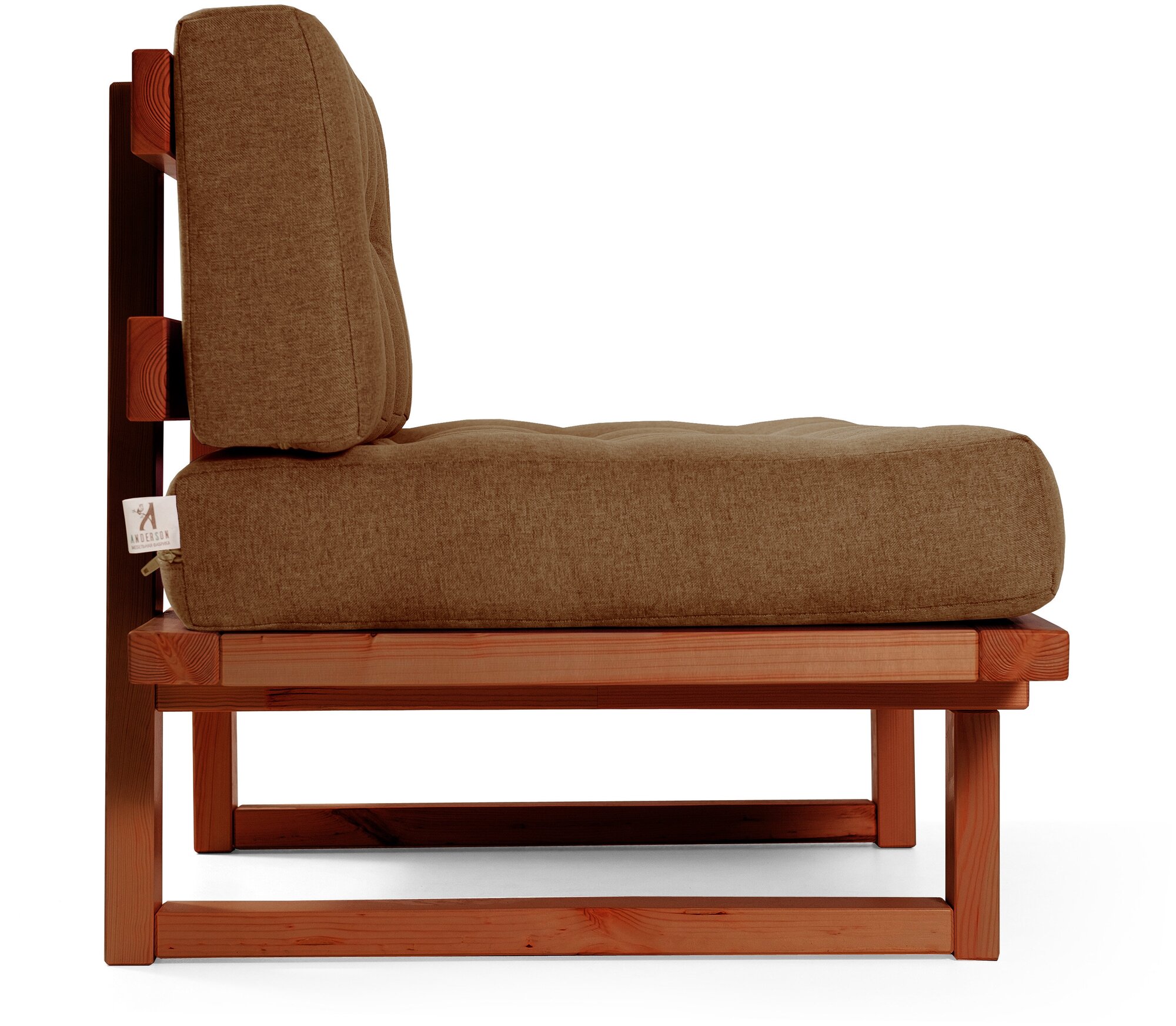 Маленький диван торн коричневый-сосна, рогожка, массив дерева, двухместный, садовый, для кафе и бара, для офиса, скандинавский лофт