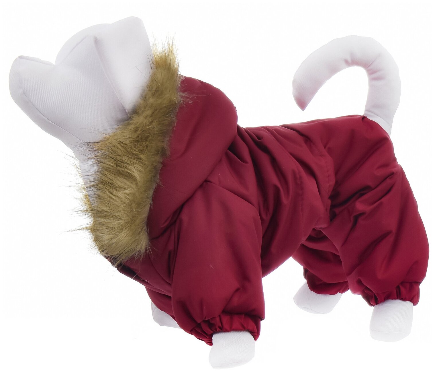 Yami-Yami Комбинезон с капюшоном для собак, на меховой подкладке, бордовый, размер XS (спинка 20 см) - фотография № 1