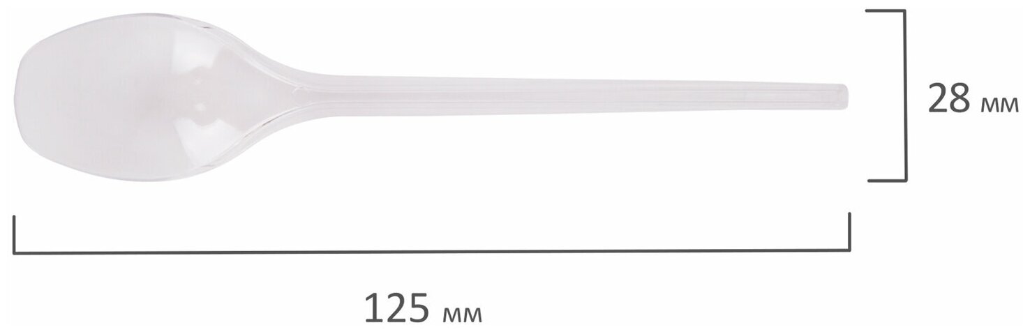 Ложка чайная одноразовая пластиковая 125 мм, прозрачная, комплект 100 шт., эталон, белый аист, 607831 - фотография № 6