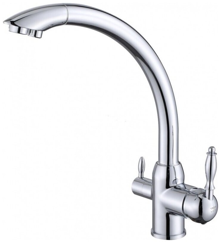 Смеситель для кухни VIEIR V15003, с выходом для фильтра, рычажный, высокий излив, хром