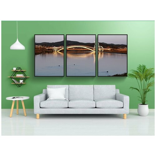 фото Набор модулных постеров для интерьера "водоем, озеро, природа" 60x90 см. в тубусе, без рамки lotsprints