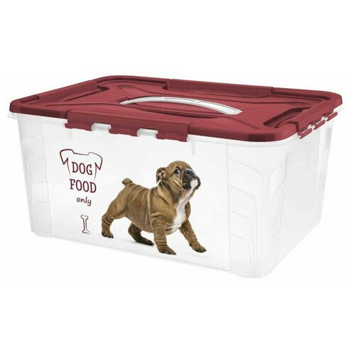 Контейнер для корма С декором LUCKY PET 39х29х18см, 15,3л. (Бордовый)