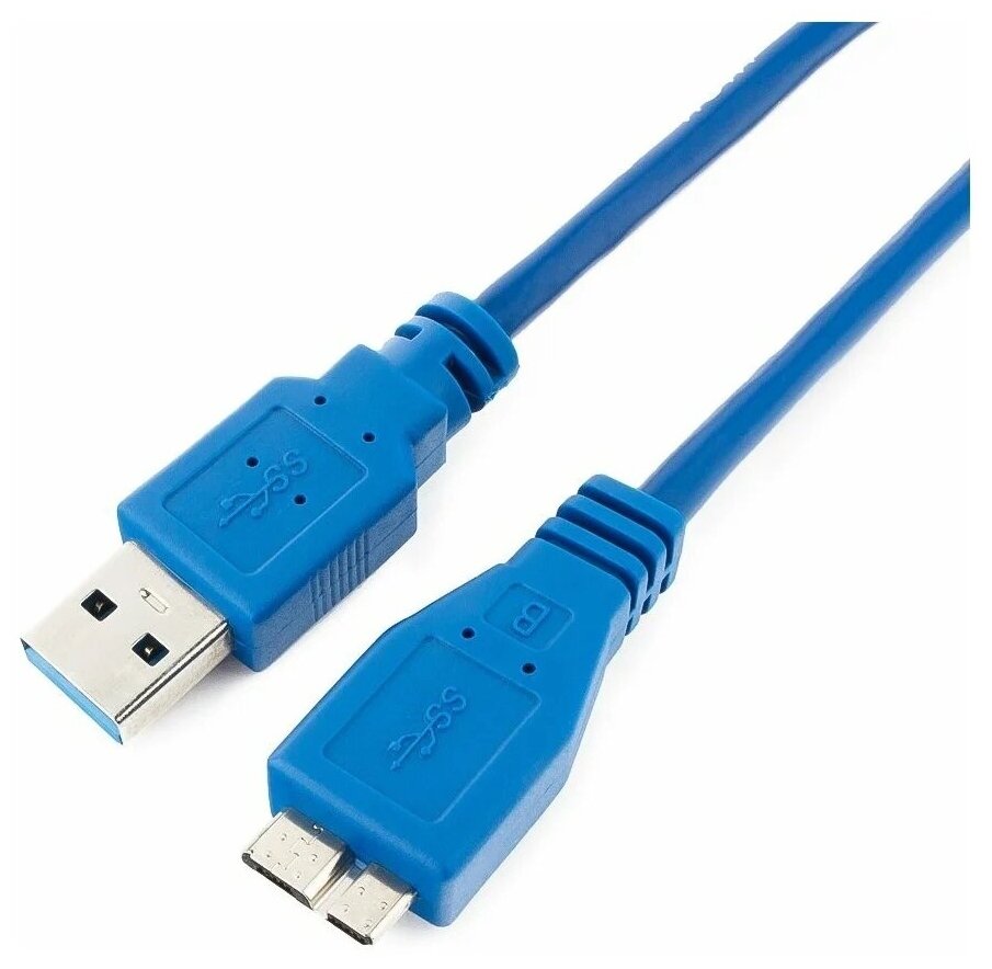 Кабель интерфейсный USB 3.0 Cablexpert CCP-mUSB3-AMBM-1 30 см, экран, синий, пакет Gembird - фото №5