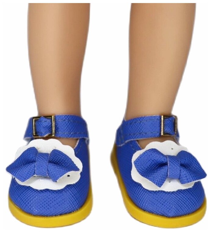 Обувь для кукол, Туфли 5.5 см с бантиком для кукол Paola Reina 32 см, Berjuan 35 см, Vidal Rojas 35 см и др., синие