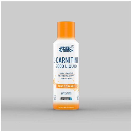 Жидкий Л-карнитин Applied Nutrition L-carnitine Liquid 3000 мг с экстрактом зеленого чая 480 мл Апельсин, сироп applied nutrition l carnitine liquid 3000 mg sour apple