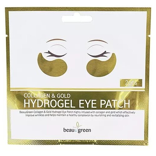 BeauuGreen Патчи для глаз с коллагеном и золотом Collagen gold hydrogel eye patch, 4гр