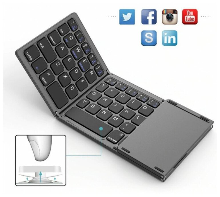 Портативная складная bluetooth клавиатура рус и англ раскладка
