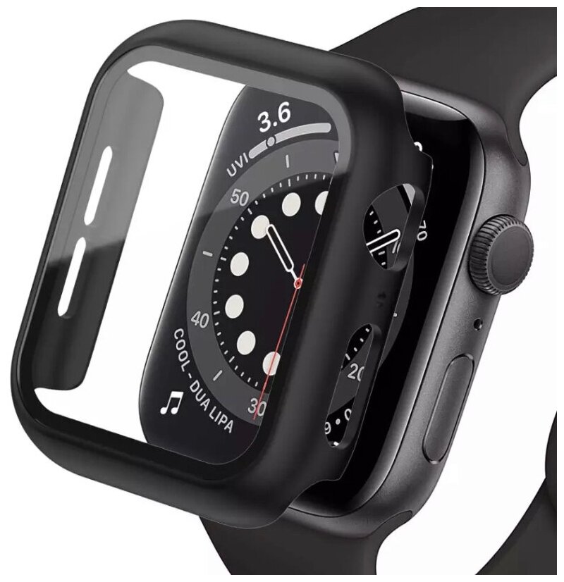 Чехол для Apple Watch 7 45 мм/бампер для Apple Watch 7 45 мм , со стеклом черный