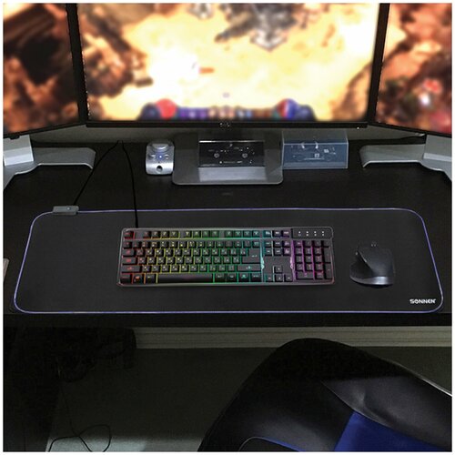 Коврик для мыши и клавиатуры игровой с подсветкой (RGB) SONNEN 