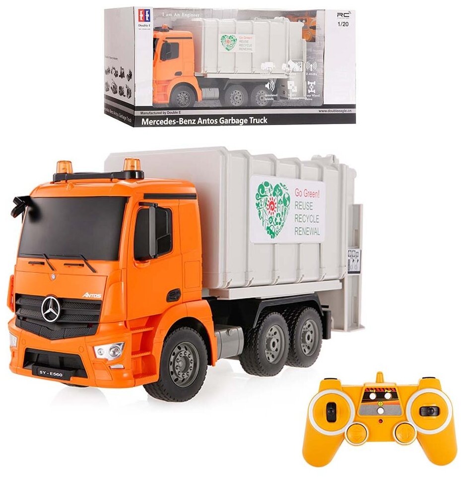 Машина-Мусоровоз на РУ (звук) в коробке механизм подъема корзины E560-003 Double Egle - фото №1