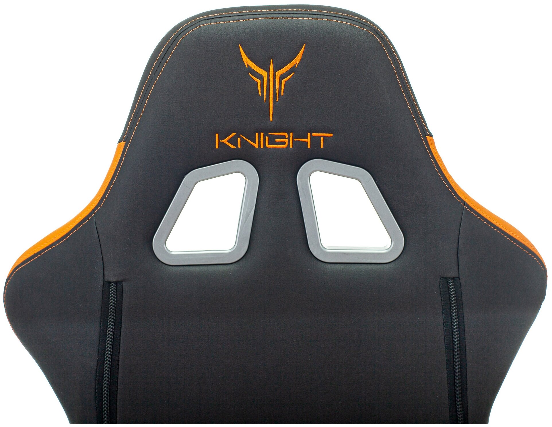 Кресло игровое Knight ARMOR черный/оранжевый ромбик эко.кожа с подголов. крестов. металл - фотография № 9
