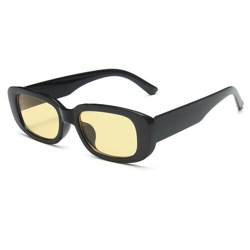 фото Солнцезащитные очки s00015, прямоугольные, оправа: пластик, с защитой от уф, поляризационные, зеркальные, желтый banttax